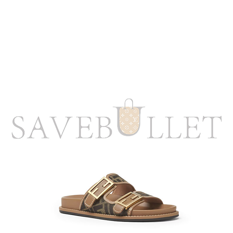 F**di feel brown ff fabric slides 8x8326aegvf1hhg
